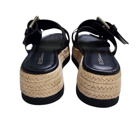 BCBGeneration Womens Scarla Sandal Size 8 Black Espadrille Platform Buckle Strap - Picture 6 of 10